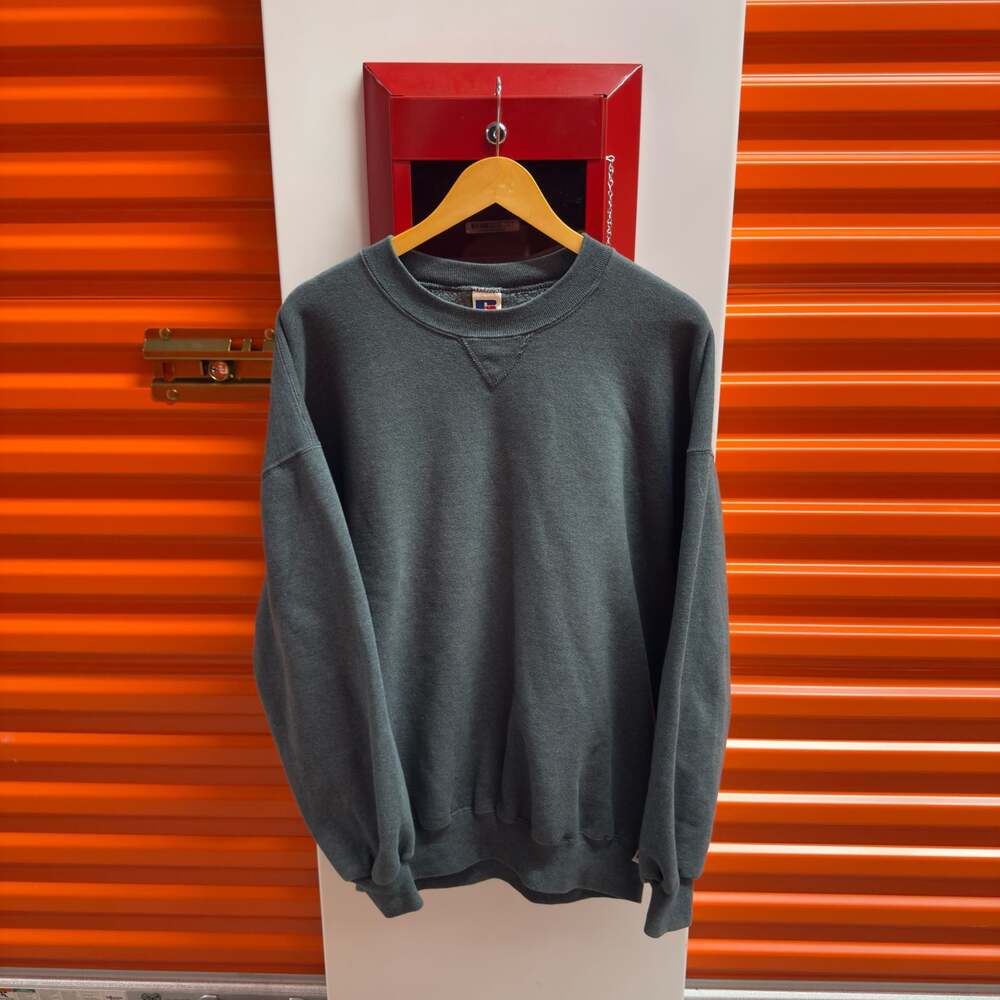 Vintage 90s Russell Athletic Dark Gray V-Inset Crewneck Sweatshirt XXL Made in U